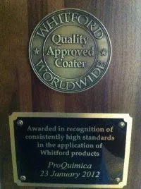 certificado whitford para proquimica